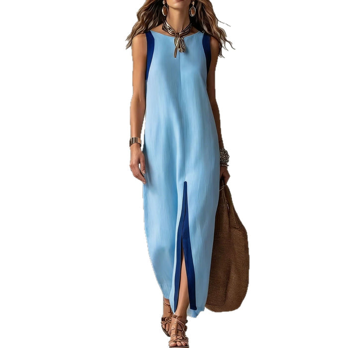 Summer New Womens Casual Chic Sleeveless Color-Block Split Dress – Premium 0 | RICALOUX