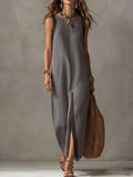 Summer New Womens Casual Chic Sleeveless Color-Block Split Dress – Premium 0 | RICALOUX