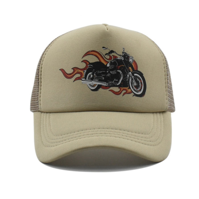 Summer Sun-Protection Breathable Outdoor Visor Cap With Motorcycle Print Baseball Hat – Premium 0 | RICALOUX