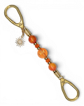 LD Keyfinder Summer Sunset Mini keychain with coral glass dragonfly bead, red agate, and gold-plated sun charm.