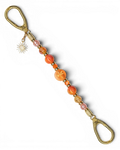 LD Keyfinder Summer Sunset beaded keychain with coral glass dragonfly centerpiece, agate, quartz, and gold sun charm.