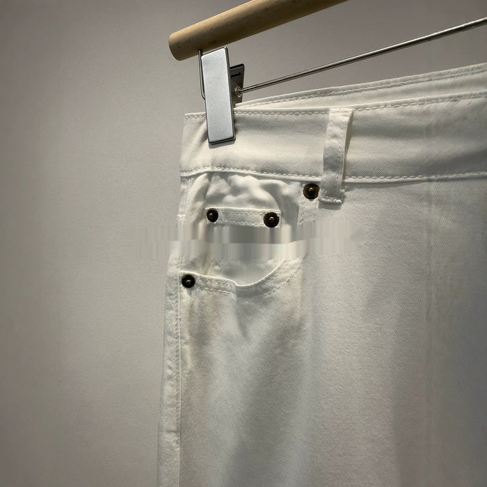 Summer White Cropped Denim Jeans – Premium 0 | RICALOUX