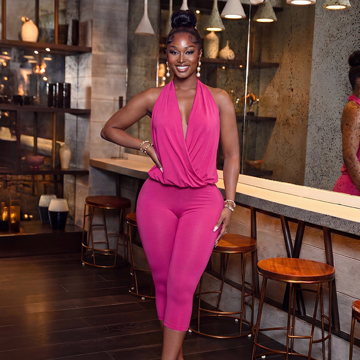 SummerAutumn New Womens Sleeveless Solid-Color Tight Cropped Jumpsuit With Flared Legs – Premium 0 | RICALOUX