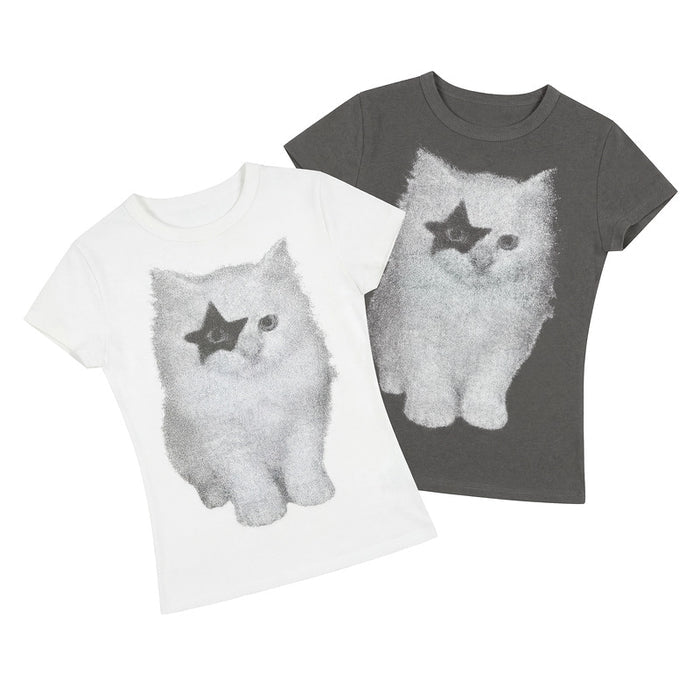 Sweet-style Cartoon-print Short-sleeve T-shirt For Women by Ricaloux