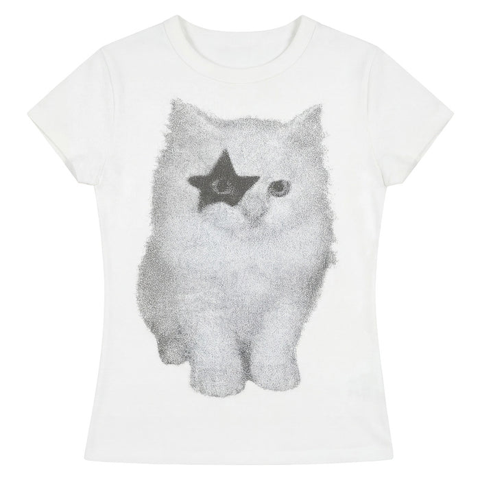 Sweet-style Cartoon-print Short-sleeve T-shirt For Women by Ricaloux
