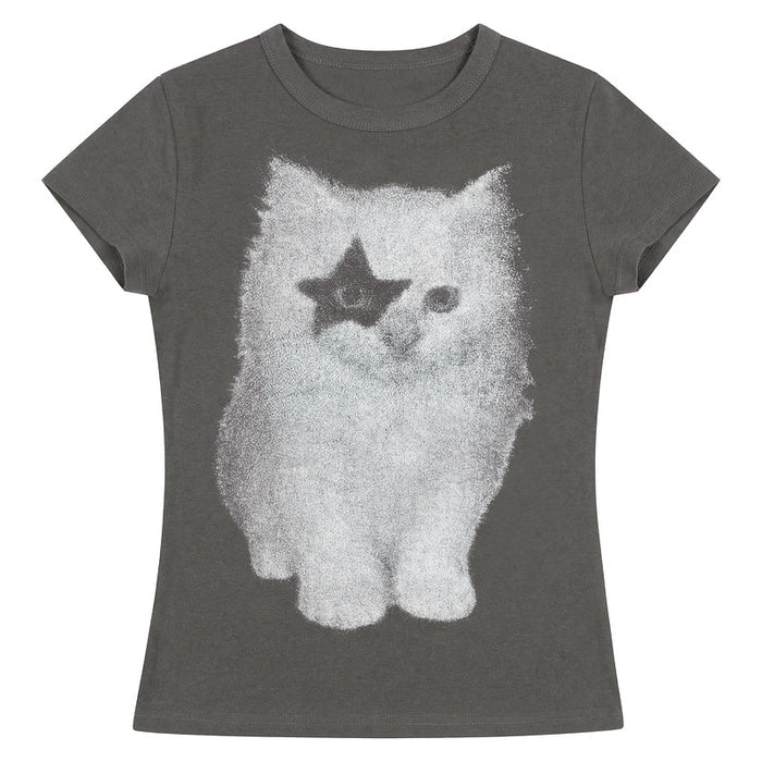 Sweet-style Cartoon-print Short-sleeve T-shirt For Women by Ricaloux