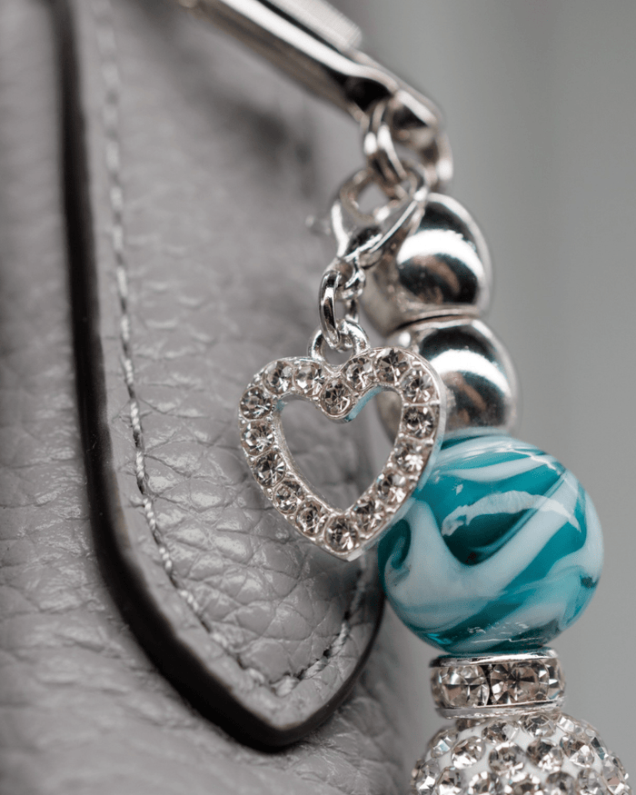 Silver plated rhinestone heart charm