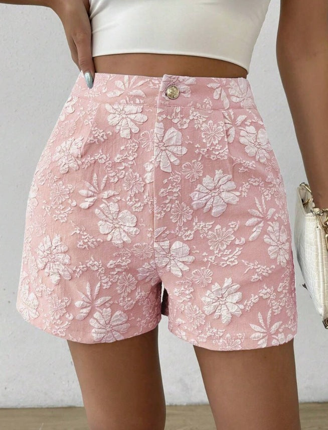 Textured Jacquard Elegant High Waist Straight Shorts – Premium 0 | RICALOUX