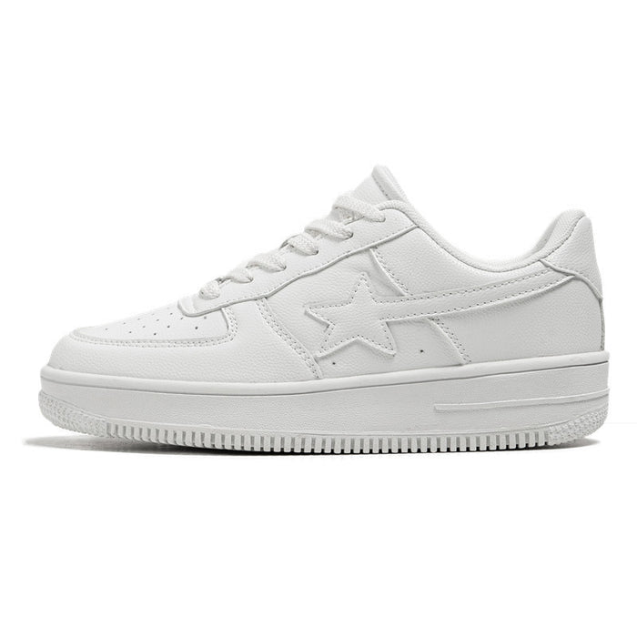 Thick Soled White Casual Sneakers For Men by Ricaloux