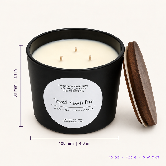 Tropical Passion Fruit - 15oz 3-Wick Scented Candle