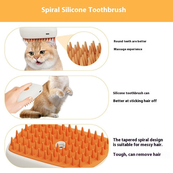 USB Rechargeable Pets Steam Brush Spray Massage Comb Pet Grooming Tools Cat Steam Comb Pet Products by Ricaloux