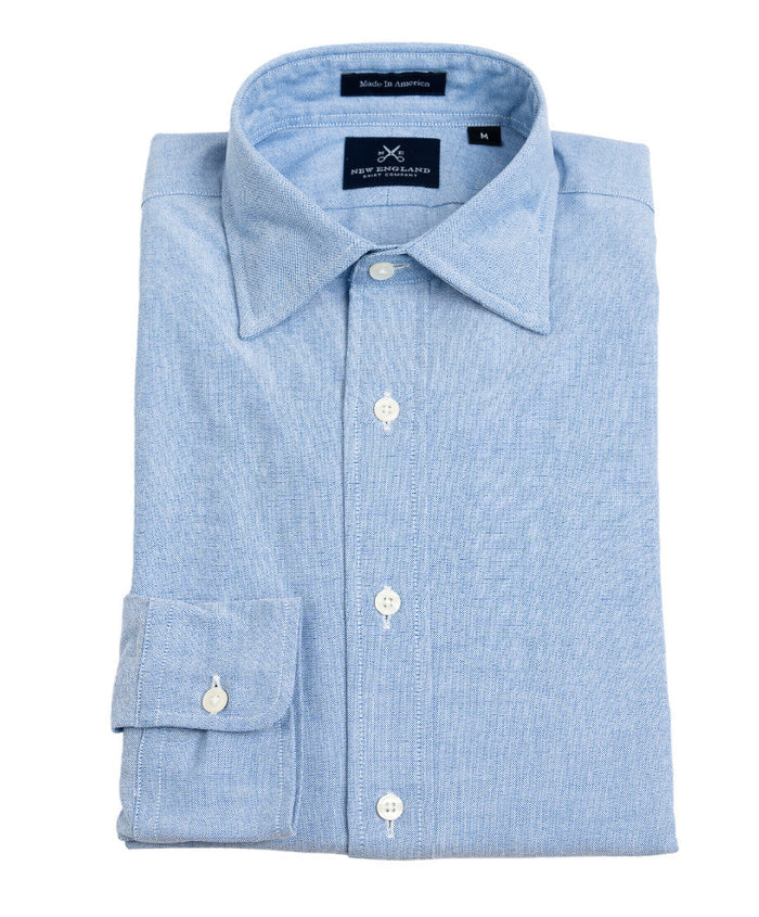 WESTON OXFORD CLOTH SPREAD COLLAR SPORT SHIRT - LIGHT BLUE