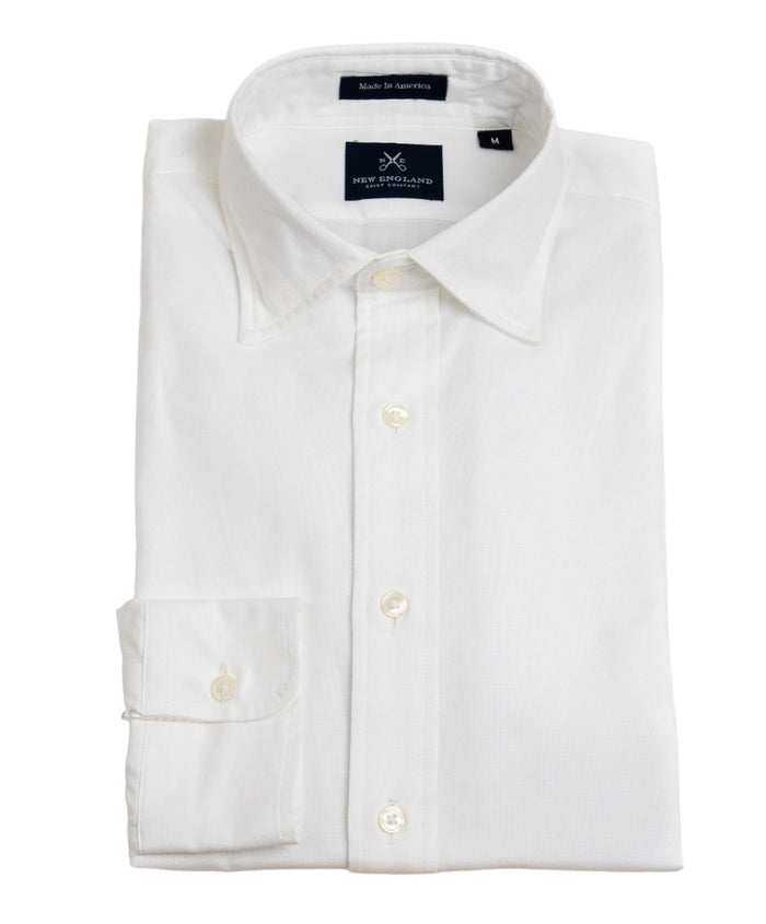 WESTON OXFORD CLOTH SPREAD COLLAR SPORT SHIRT - WHITE