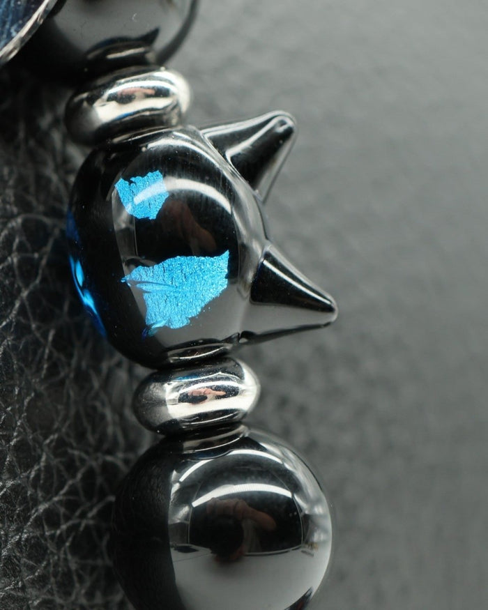 Blue Foil Glass Cat Bead