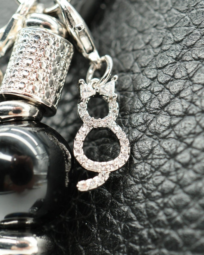 Platinum Plated Micro Pave Cat Charm