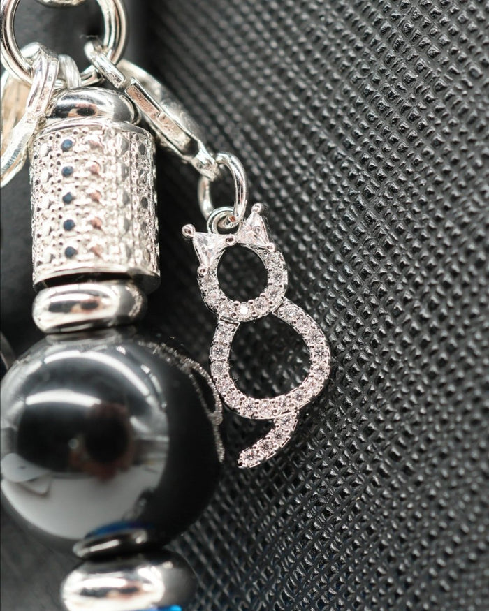 Platinum plated Micro Pave Cat Charm