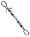 LD Keyfinder Whispering Garden featuring a blue glass tulip, tiger eye beads, and dragonfly and butterfly charms.