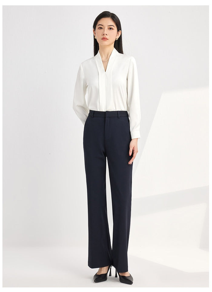 Wide-leg Straight-cut Draped Palazzo Pants With A Slight Flare At The Hem – Premium 0 | RICALOUX