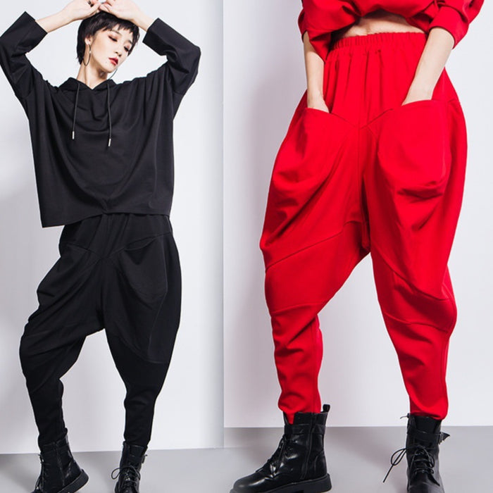 Wide-leg Womens Pants With An Elastic Waist A Stylish Three-dimensional Design by Ricaloux