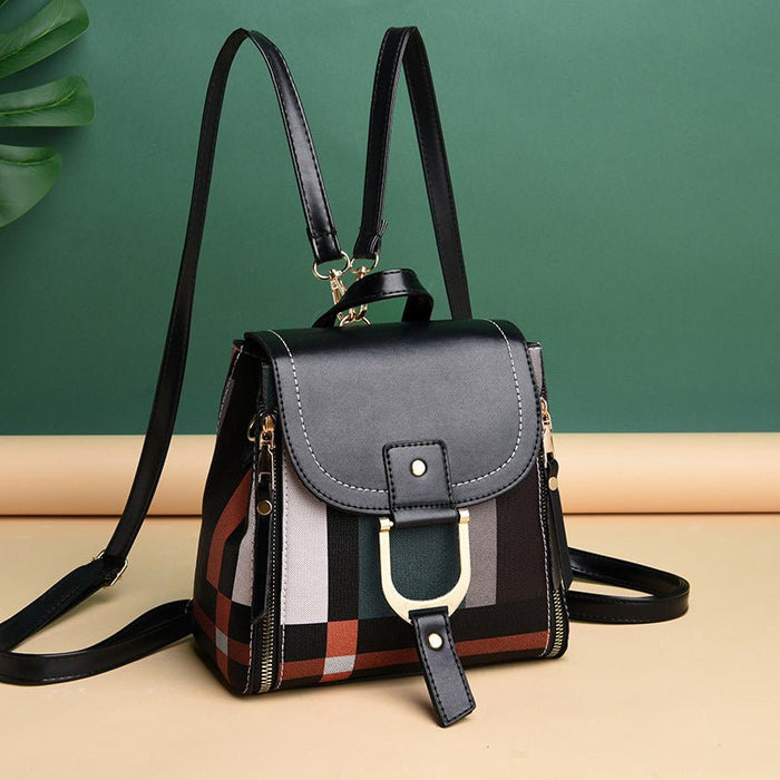 Women Grid Backpacks Female School Bag Girls Travel Bag - RICALOUX