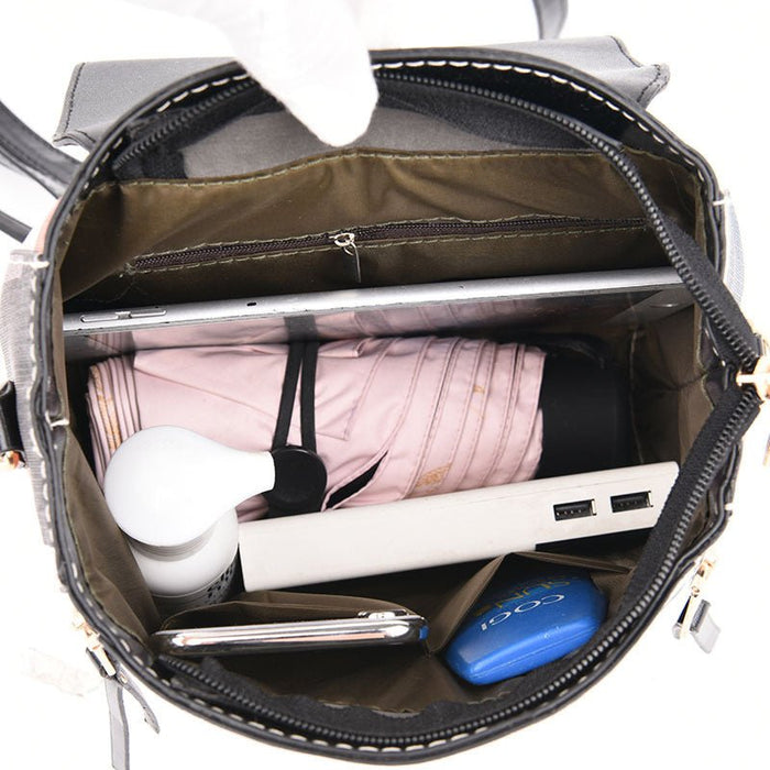 Women Grid Backpacks Female School Bag Girls Travel Bag - RICALOUX