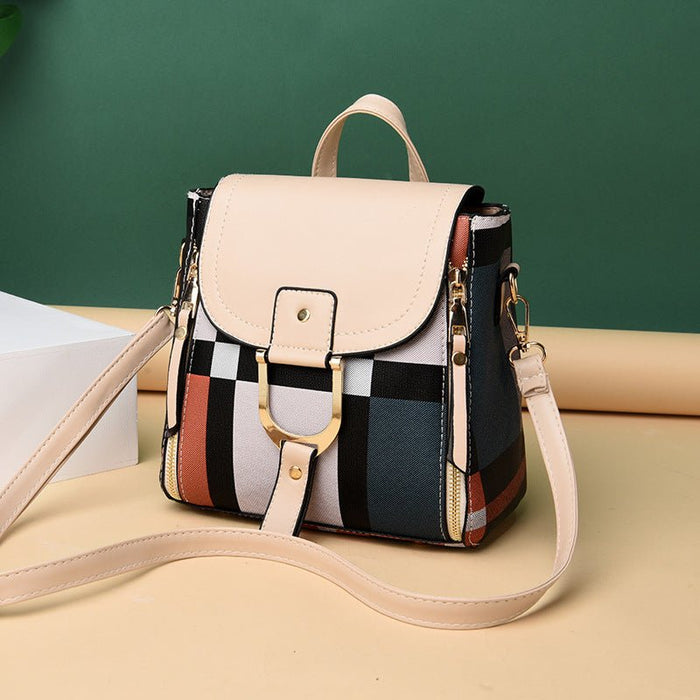 Women Grid Backpacks Female School Bag Girls Travel Bag - RICALOUX
