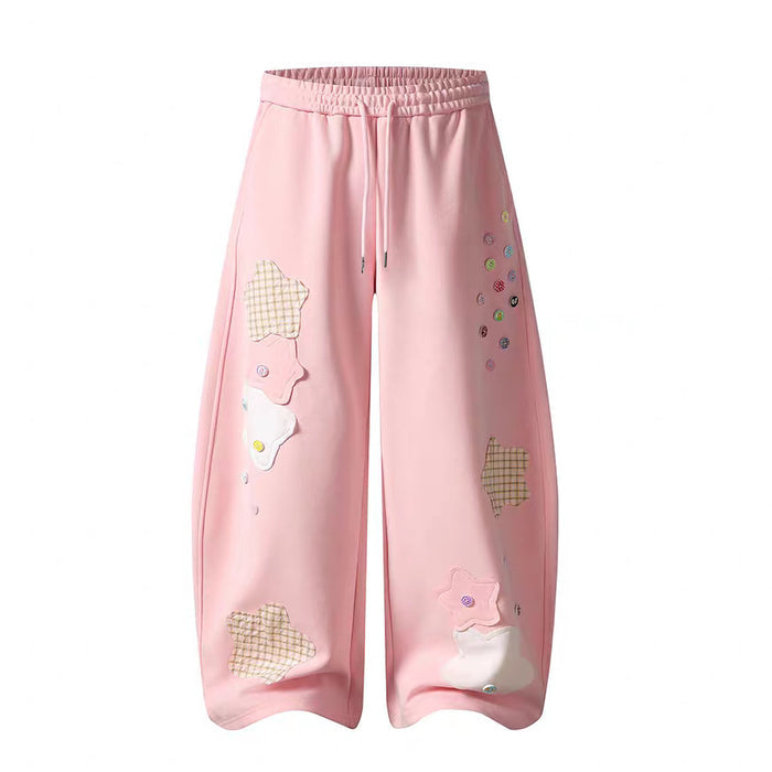 Womens American-Style Retro Quirky Patchwork Plaid Straight-Leg Sweatpants – Premium 0 | RICALOUX