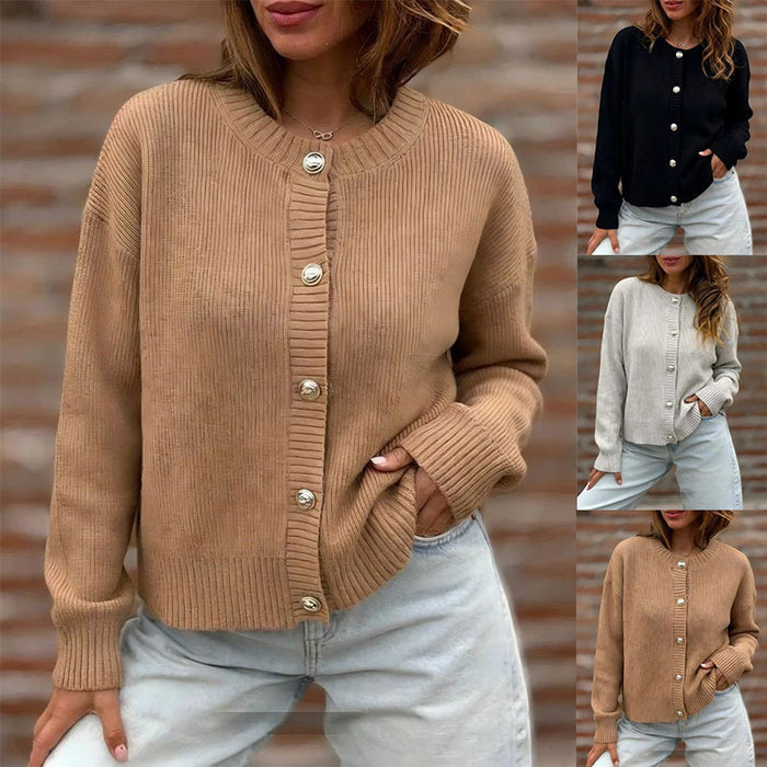 Womens Button-front Cardigan Long-sleeve Sweater – Premium 0 | RICALOUX