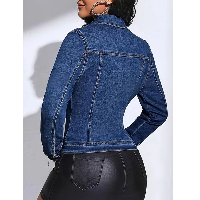 Womens Casual Chic Plus-size Denim Jacket – Premium 0 | RICALOUX