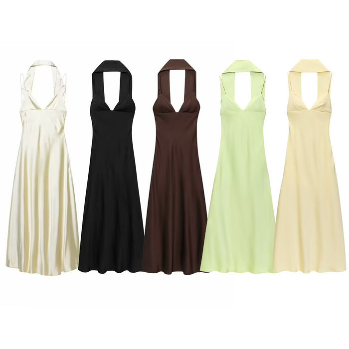 Womens Casual Dress With A Silk-satin Texture – Premium 0 | RICALOUX