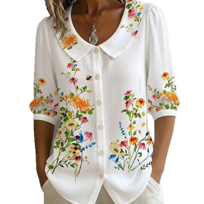 Womens Casual Fashion Printed Short-sleeve Top by Ricaloux