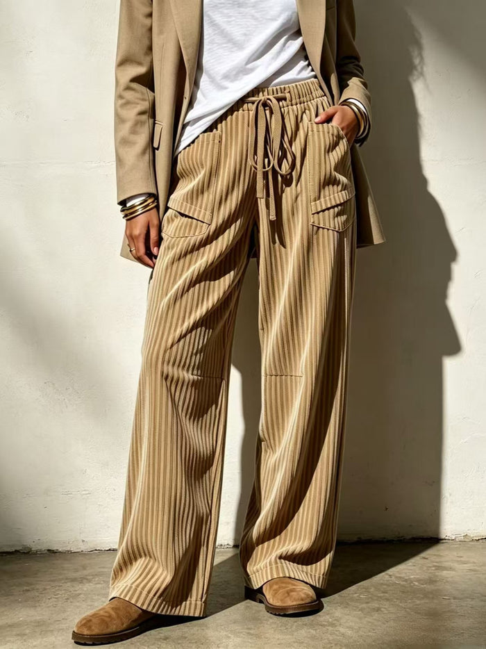 Womens Casual Loose-Fit Long Pants With Drawstring Pockets by Ricaloux