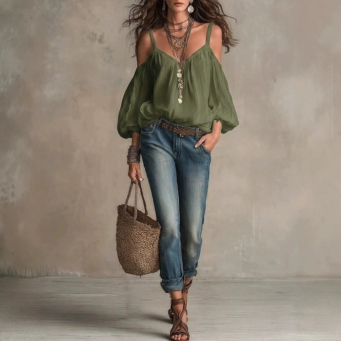 Womens Casual Solid-color Loose-fitting Top – Premium 0 | RICALOUX