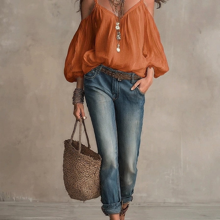 Womens Casual Solid-color Loose-fitting Top – Premium 0 | RICALOUX