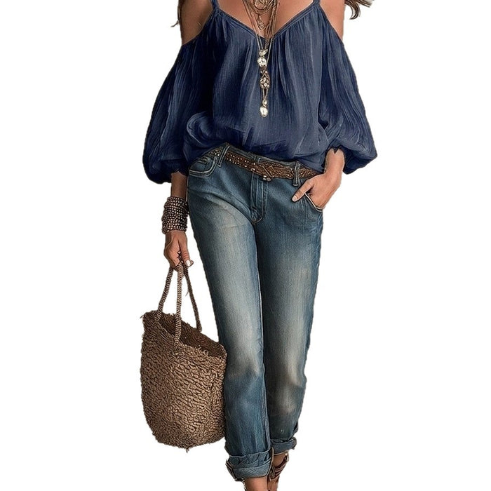 Womens Casual Solid-color Loose-fitting Top – Premium 0 | RICALOUX