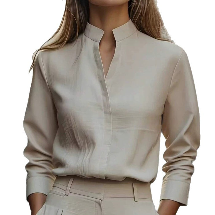 Womens Casual V-Neck Long-Sleeve Shirt by Ricaloux
