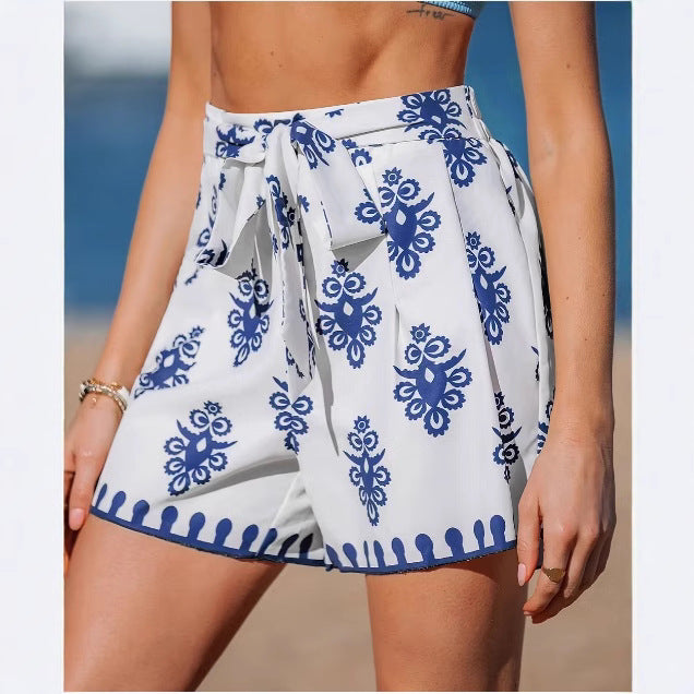 Womens Casual Versatile Printed Slim-fit Wide-leg Shorts – Premium 0 | RICALOUX