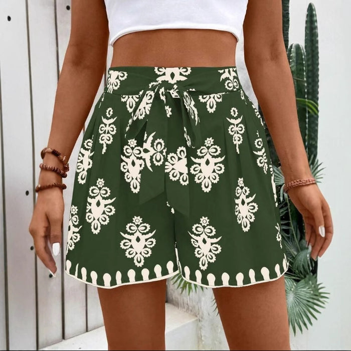 Womens Casual Versatile Printed Slim-fit Wide-leg Shorts – Premium 0 | RICALOUX