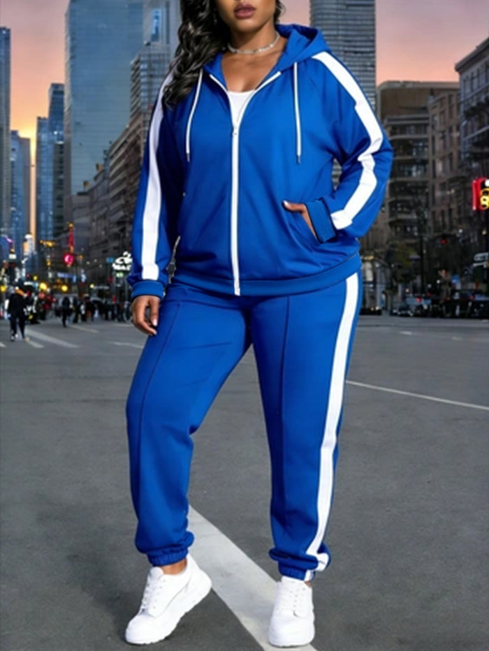 Women's Color Block Hoodie & Joggers Two-Piece Casual Tracksuit – Premium 4 | RICALOUX