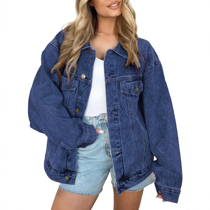 Womens Denim Jacket Long Sleeves by Ricaloux