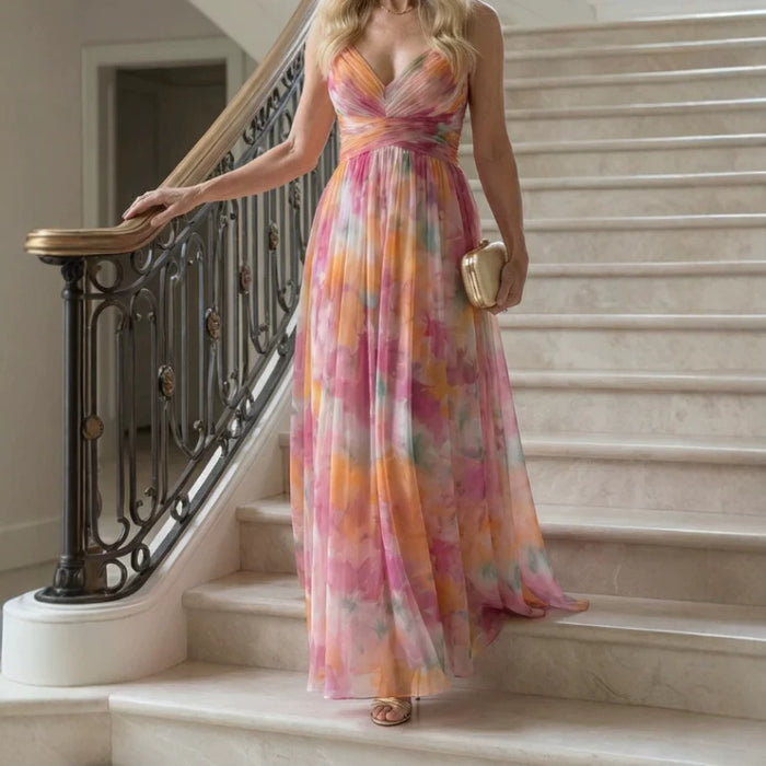 Womens Digital-Print Chiffon Long Dress – Premium 0 | RICALOUX