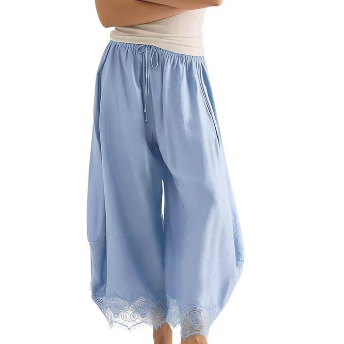 Women's Elastic-waist Lace-panelled Trousers by Ricaloux