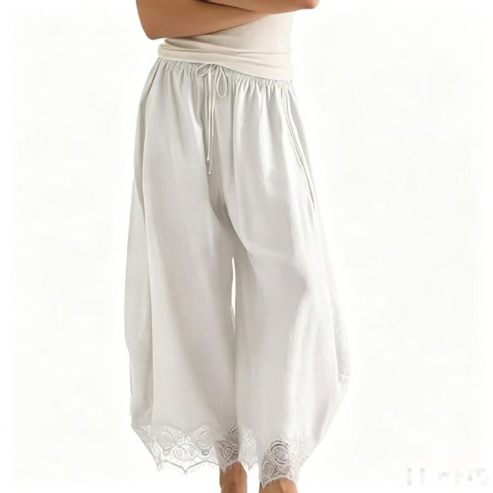 Women's Elastic-waist Lace-panelled Trousers by Ricaloux