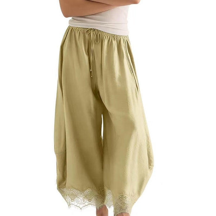 Women's Elastic-waist Lace-panelled Trousers by Ricaloux