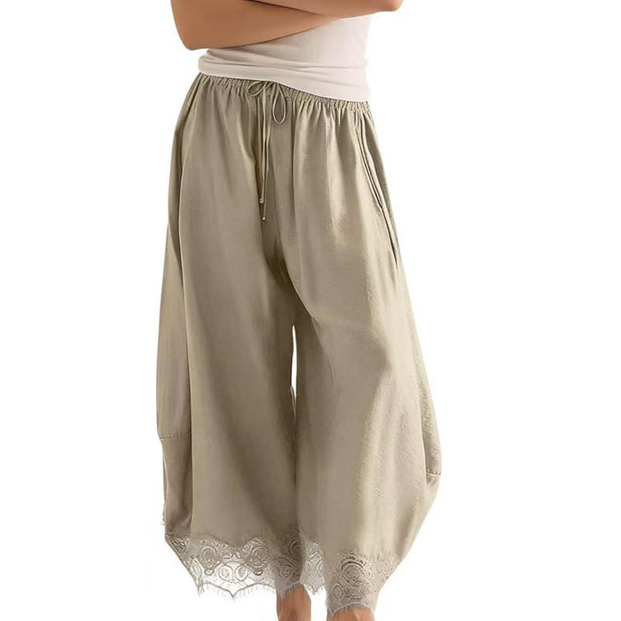 Women's Elastic-waist Lace-panelled Trousers by Ricaloux