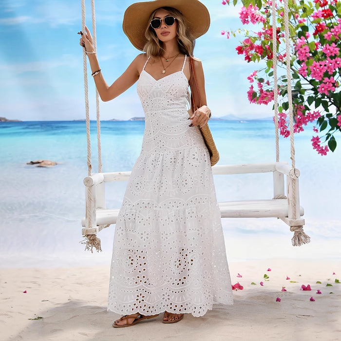 Women's Elegant Lace Sleeveless Slip Dress by Ricaloux