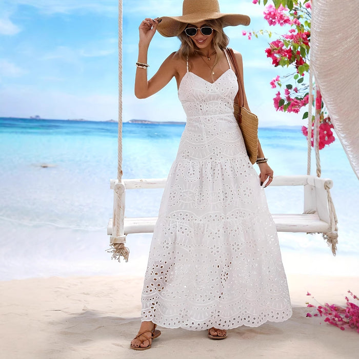 Women's Elegant Lace Sleeveless Slip Dress by Ricaloux
