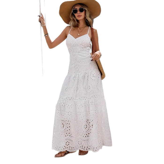Women's Elegant Lace Sleeveless Slip Dress by Ricaloux