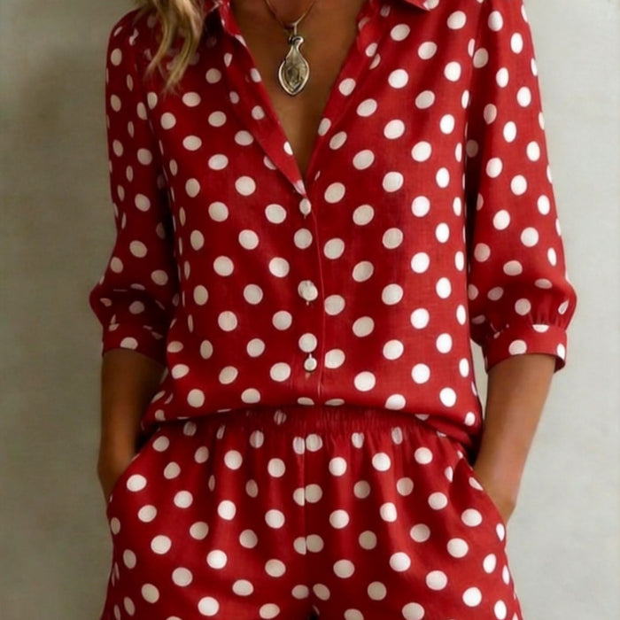 Womens European And American Cross-Border Casual Holiday Printed Polka-Dot Set – Premium 0 | RICALOUX