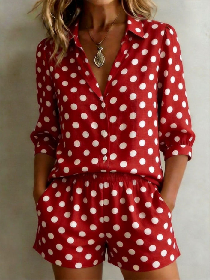Womens European And American Cross-Border Casual Holiday Printed Polka-Dot Set – Premium 0 | RICALOUX